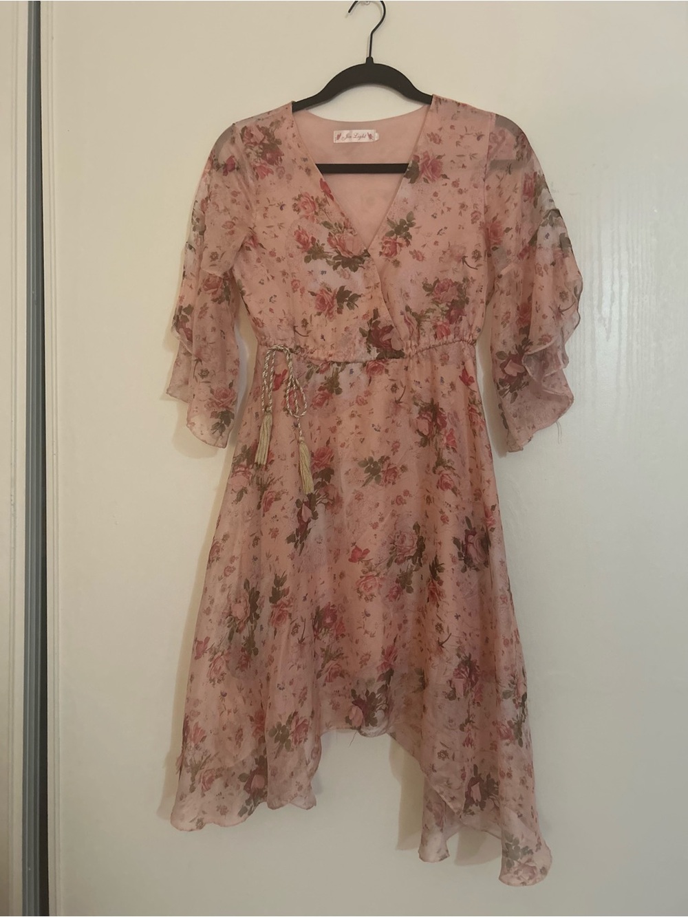 Fairy floral dress with butterflies appliqué M